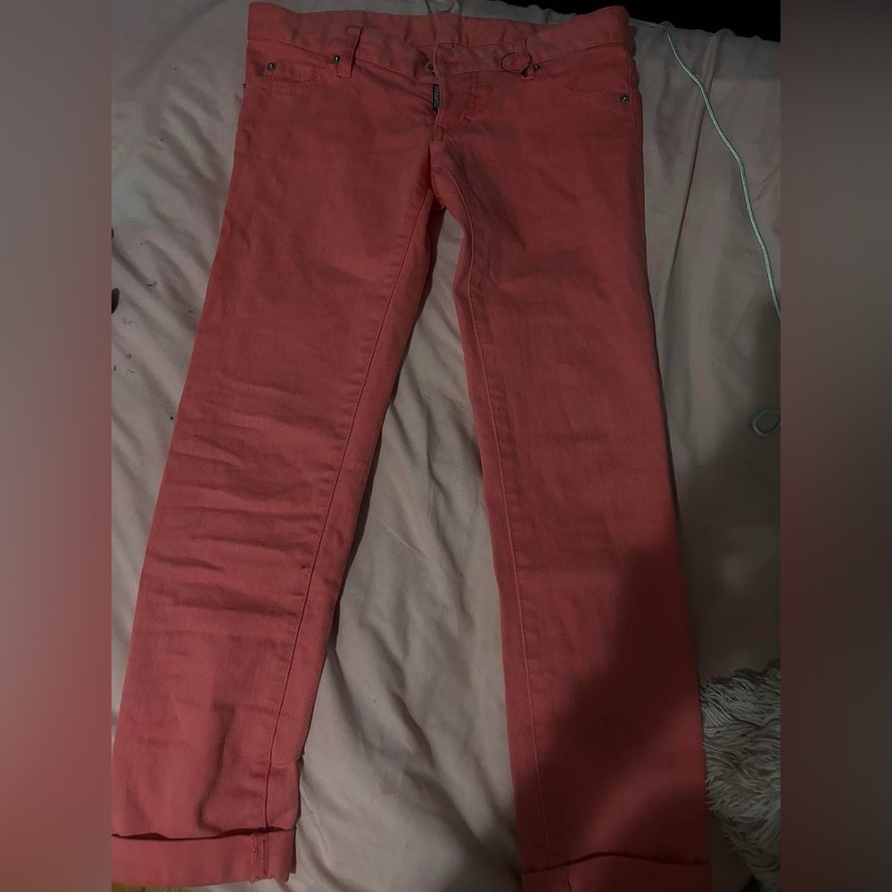 DSQUARED2 Coral Pink Straight-Leg Jeans